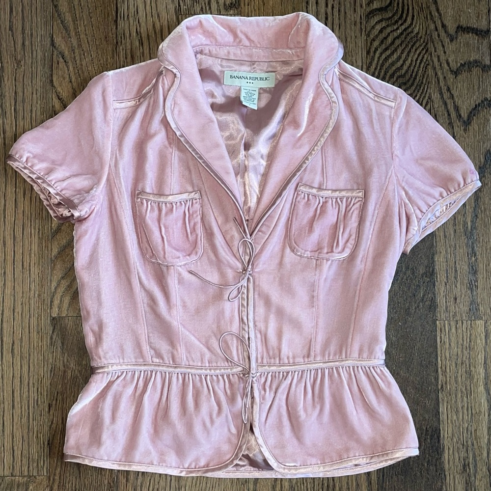 Banana Republic Silk Blend Velvet Short Sleeve Jacket Blazer • size 2